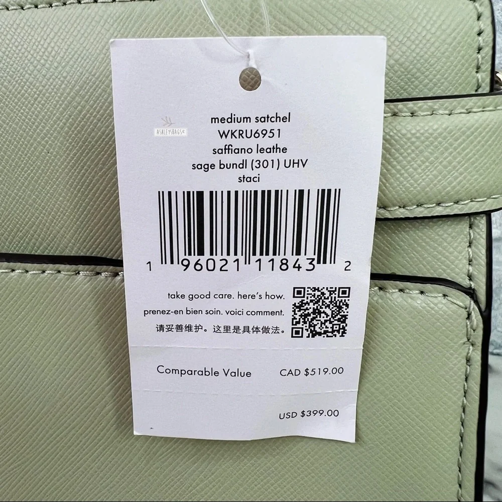 Kate Spade Staci Sage Bundle Green Medium Satchel Crossbody - Picture 9 of 10